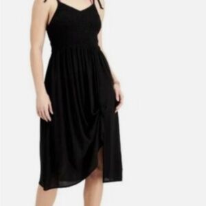 Chic Black Midi swim cover up with Spaghetti Straps